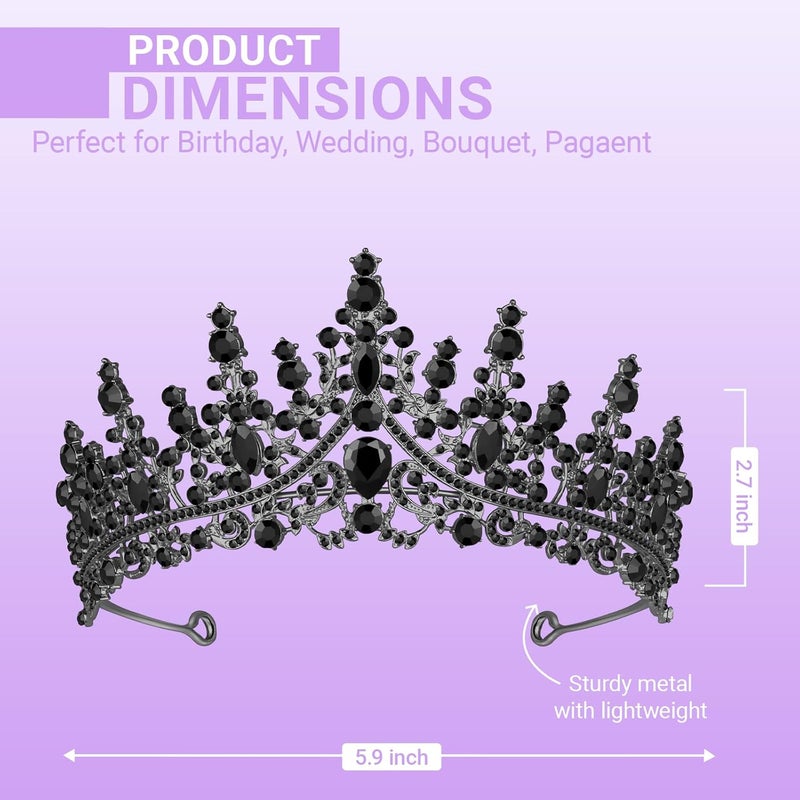 Queenship Tiara Crown for Women, Queen Tiara for Birthday Prom Bridal Party Custome Black - Image 2